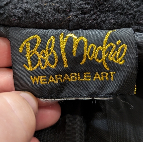 Bob Mackie black orange floral embroidered fleece jacket L - Picture 10 of 10